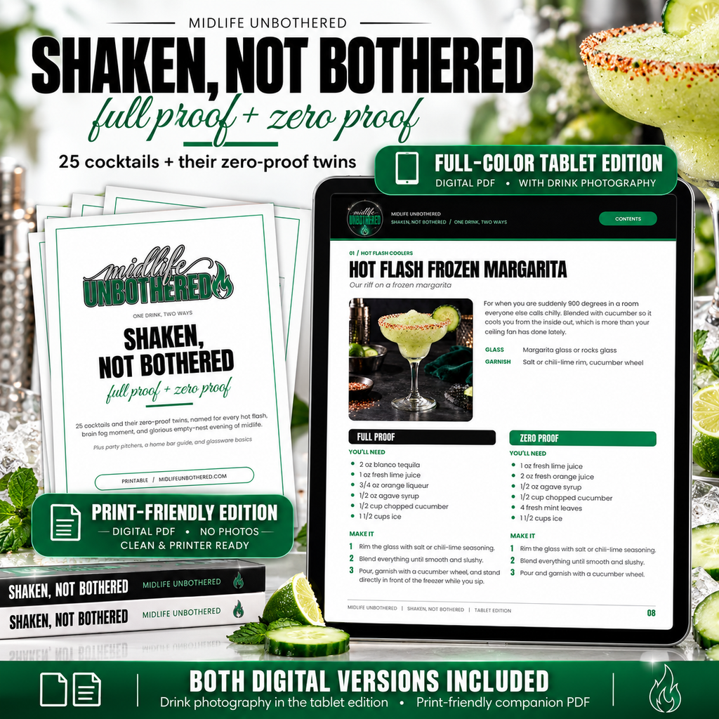 Shaken, Not Bothered: 25 Midlife Cocktails & Mocktails Recipe Book (Printable + Tablet PDF)