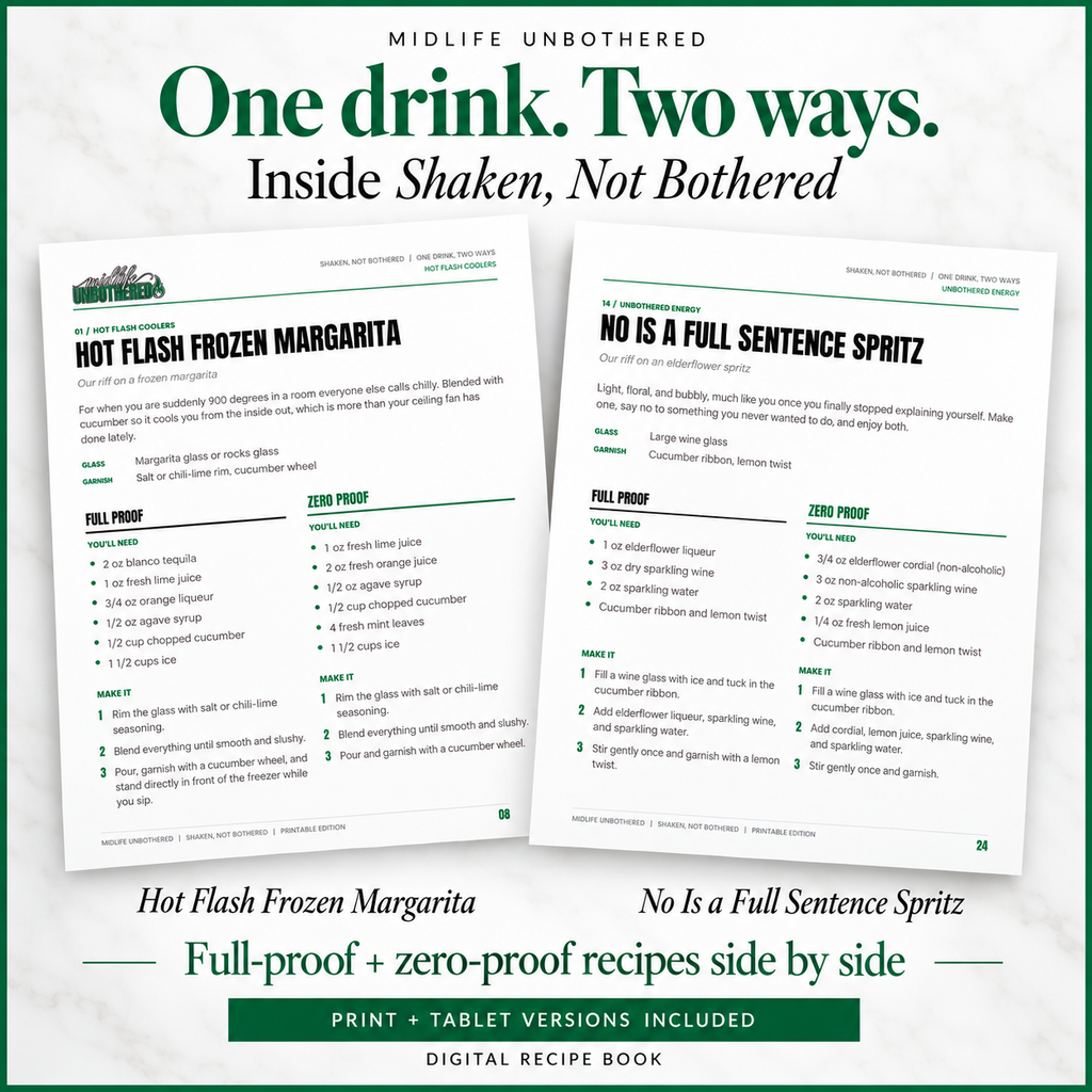 Shaken, Not Bothered: 25 Midlife Cocktails & Mocktails Recipe Book (Printable + Tablet PDF)