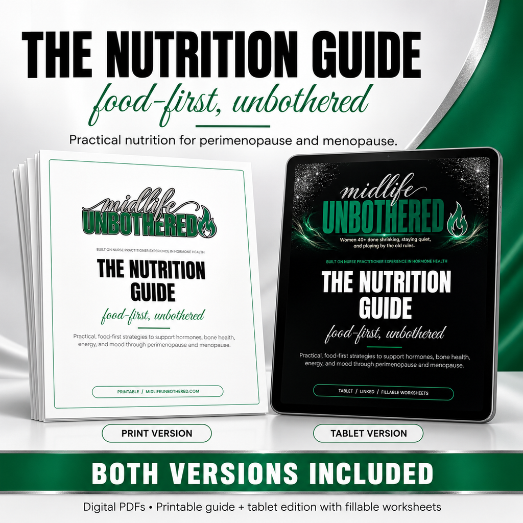 The Midlife Nutrition Guide for Perimenopause & Menopause | Food-First Strategies for Hormones, Bones, Energy & Mood (Printable + Tablet PDF)