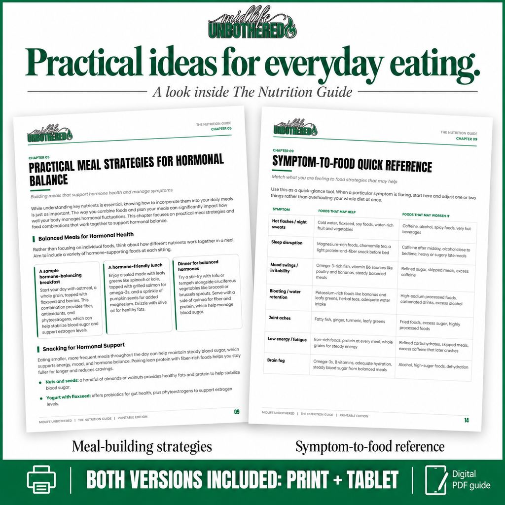 The Midlife Nutrition Guide for Perimenopause & Menopause | Food-First Strategies for Hormones, Bones, Energy & Mood (Printable + Tablet PDF)