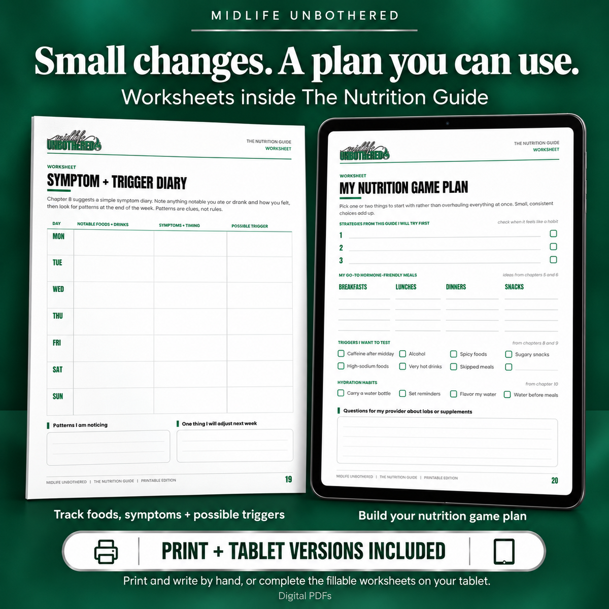 The Midlife Nutrition Guide for Perimenopause & Menopause | Food-First Strategies for Hormones, Bones, Energy & Mood (Printable + Tablet PDF)